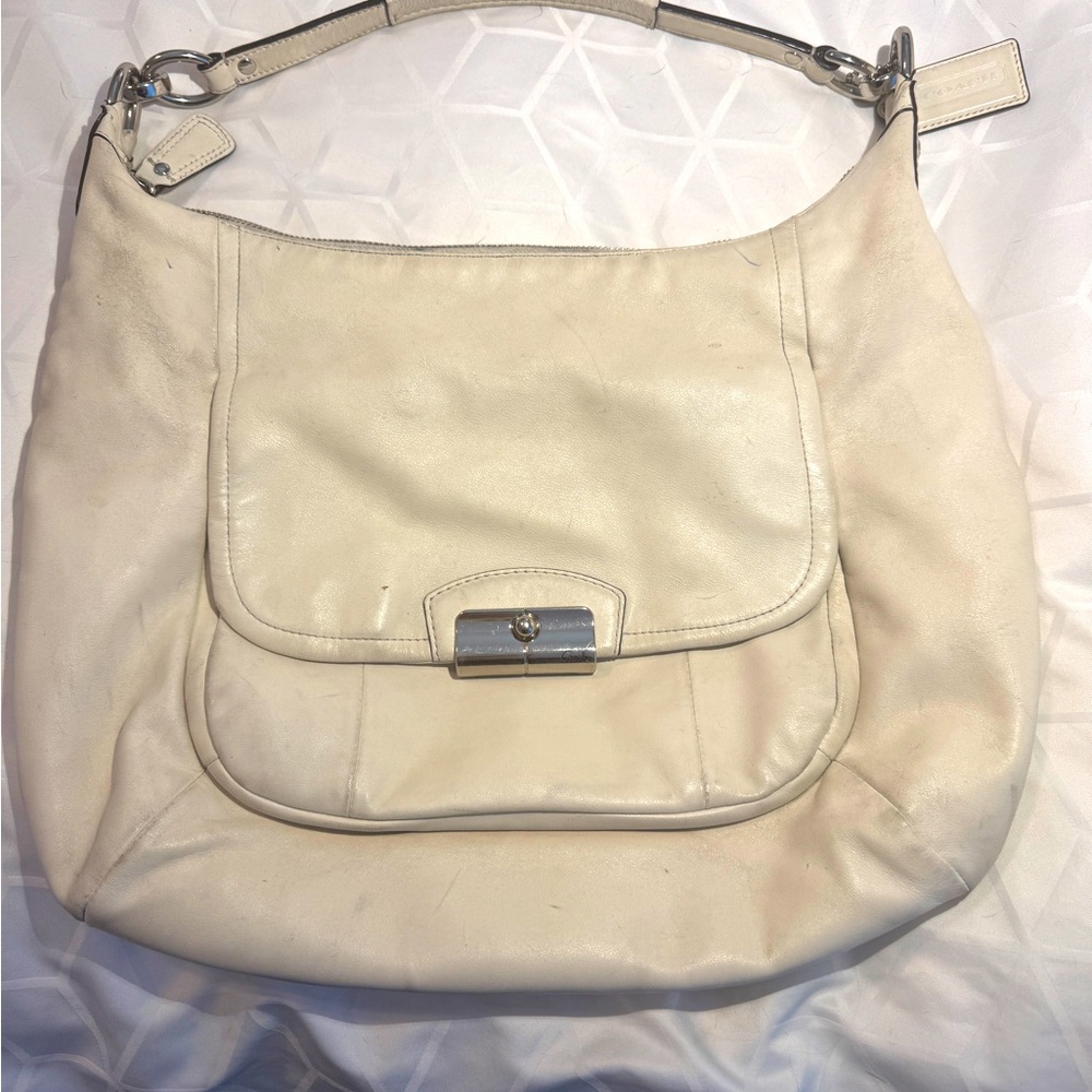 COACH Kristin Ivory Champagne Leather Shoulder Bag